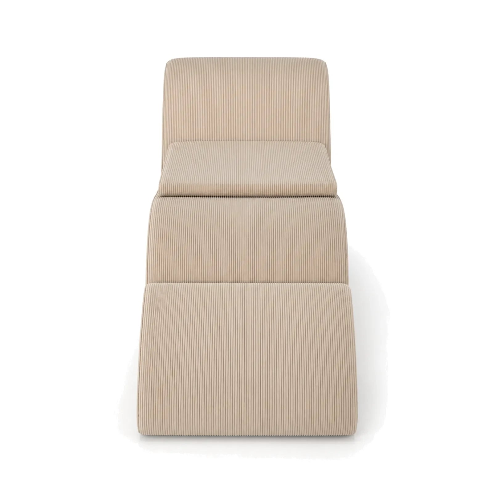 #Beige Méridienne Wave Lounger beige, vue de face, chaise longue à la ligne ondulée