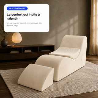 #BlancCrème Méridienne Wave Lounger blanc crème, en situation, ambiance détente
