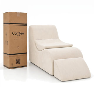 #BlancCrème Méridienne Wave Lounger blanc crème, livrée compressée dans un seul carton de 30 x 30 x 93 cm