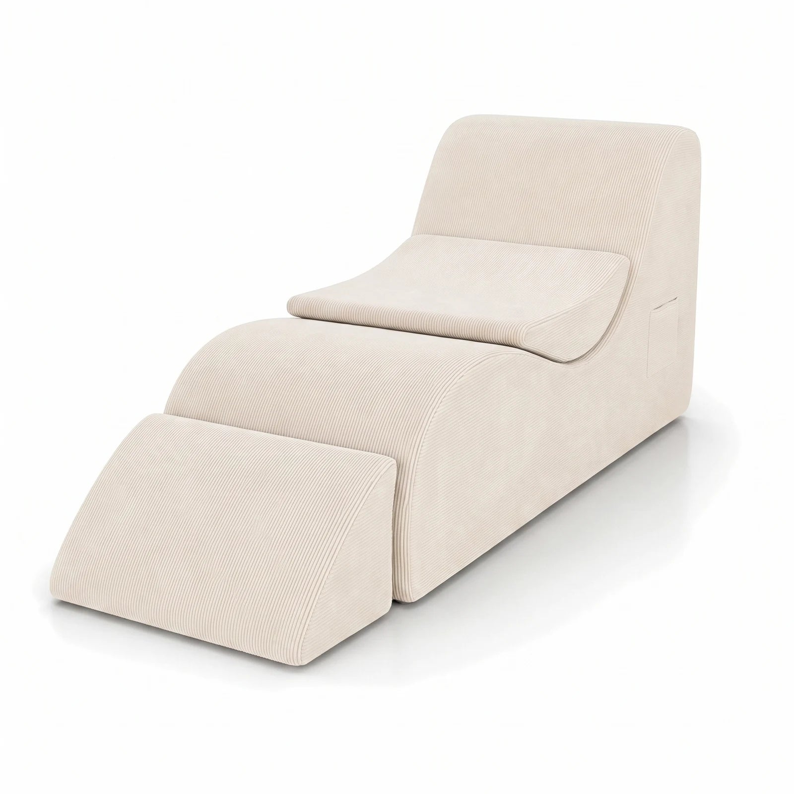 #BlancCrème Méridienne Wave Lounger blanc crème, vue de trois quarts gauche, profil continu