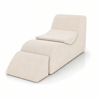 #BlancCrème Méridienne Wave Lounger blanc crème, vue de trois quarts gauche, profil continu