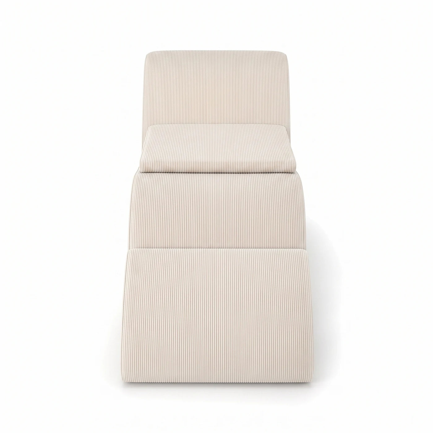 #BlancCrème Méridienne Wave Lounger blanc crème, vue de face, chaise longue à la ligne ondulée
