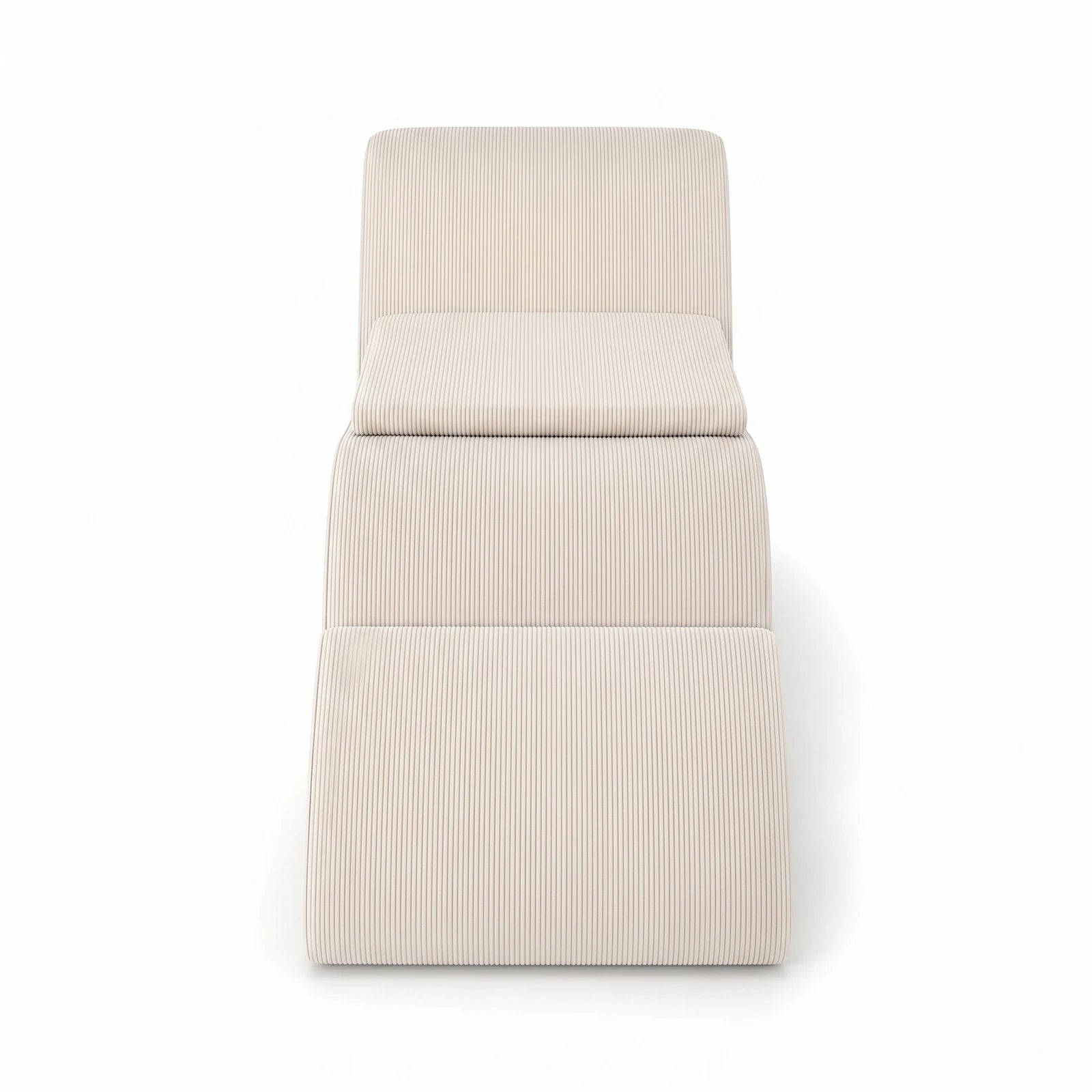 #BlancCrème Méridienne Wave Lounger blanc crème, vue de face, chaise longue à la ligne ondulée