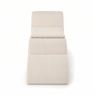#BlancCrème Méridienne Wave Lounger blanc crème, vue de face, chaise longue à la ligne ondulée