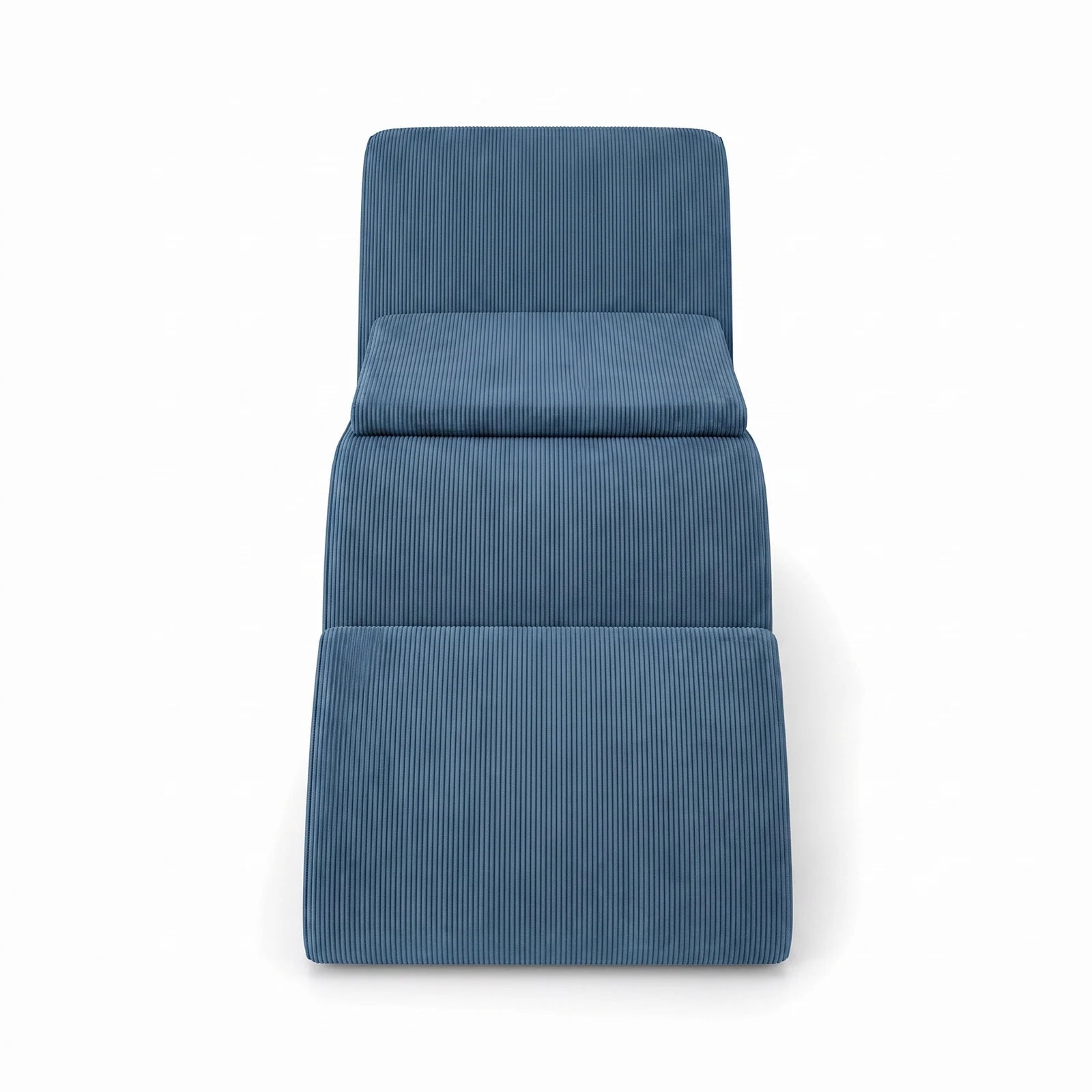 #Bleu Méridienne Wave Lounger bleu, vue de face, chaise longue à la ligne ondulée