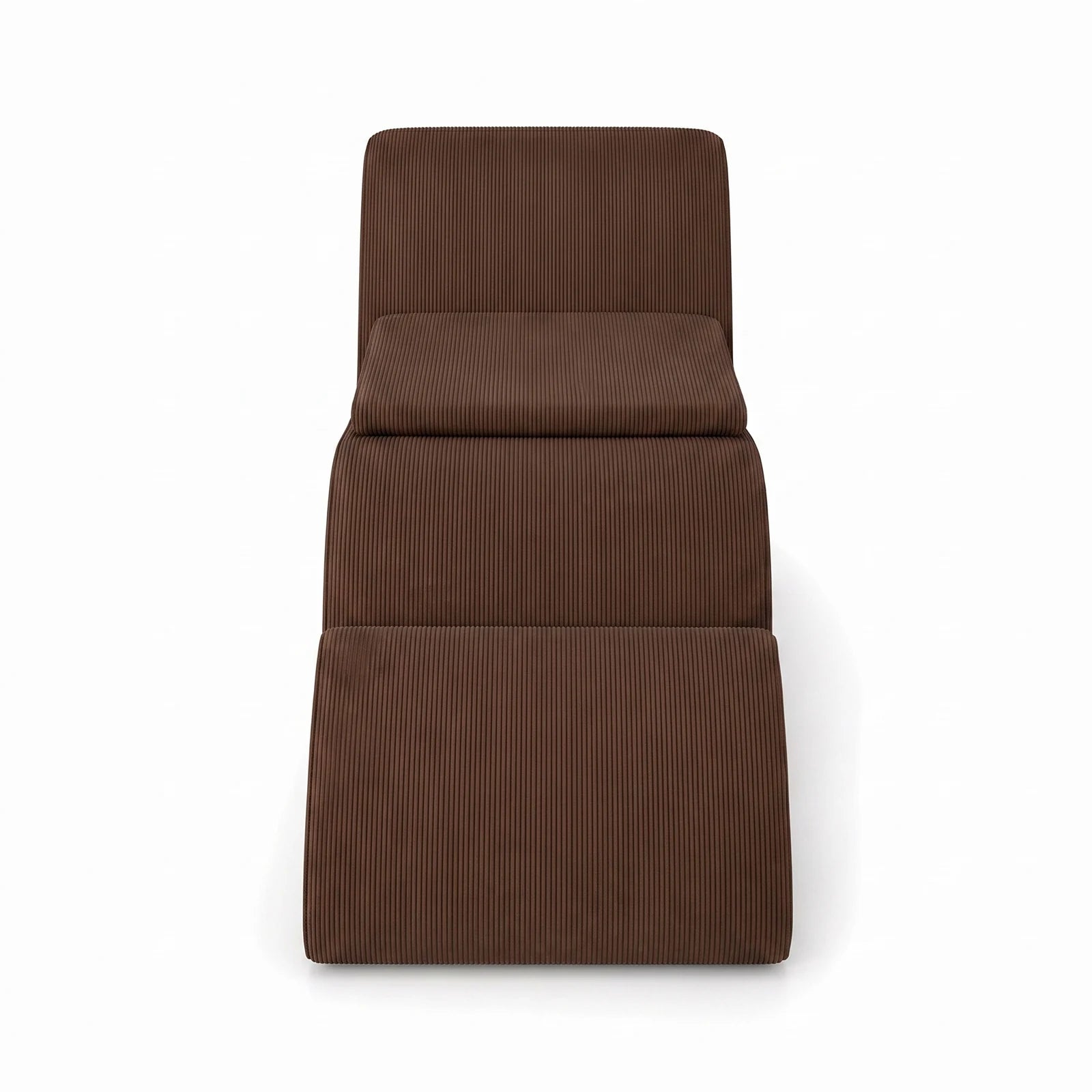 #Marron Méridienne Wave Lounger marron, vue de face, chaise longue à la ligne ondulée