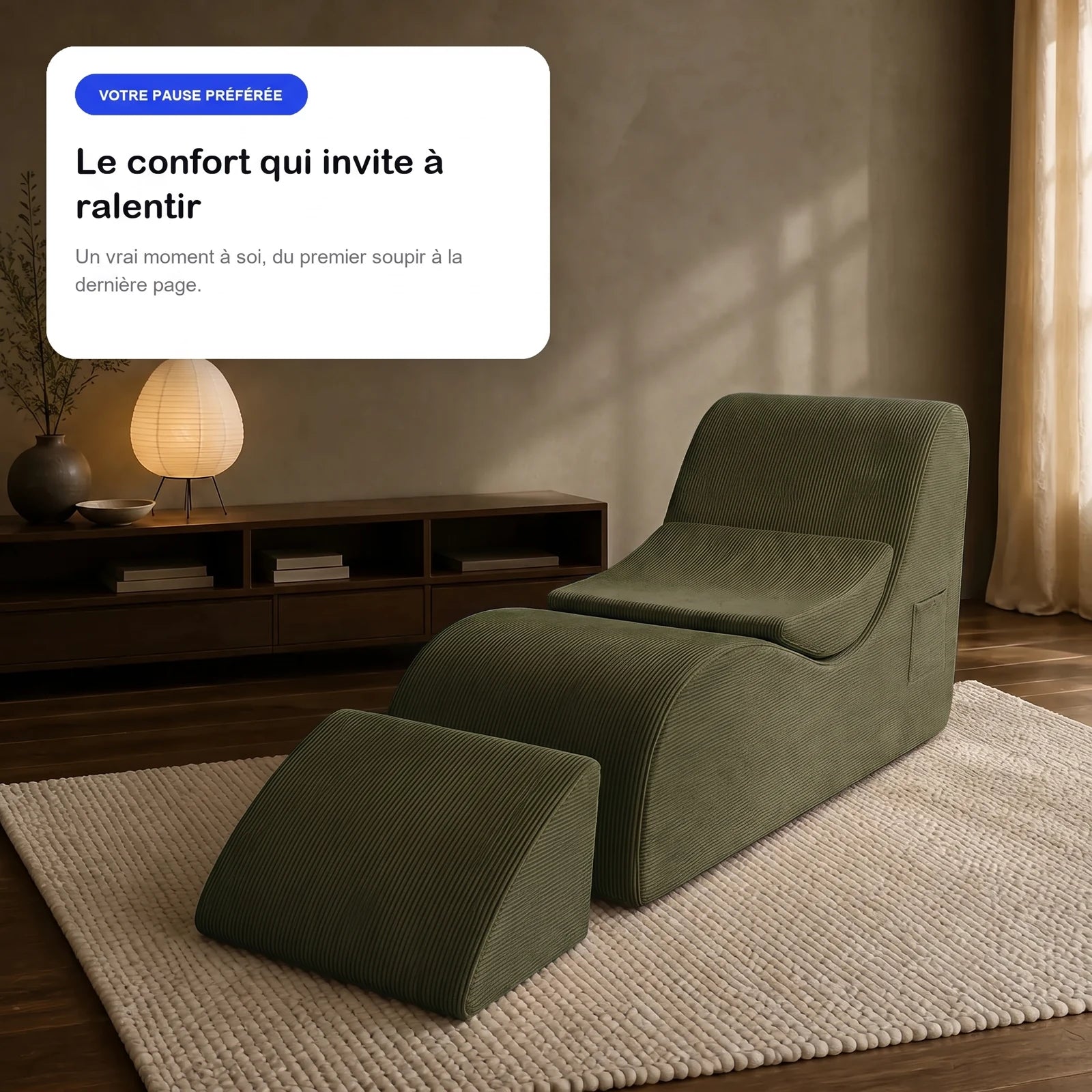 #Vert Méridienne Wave Lounger vert, en situation, ambiance détente